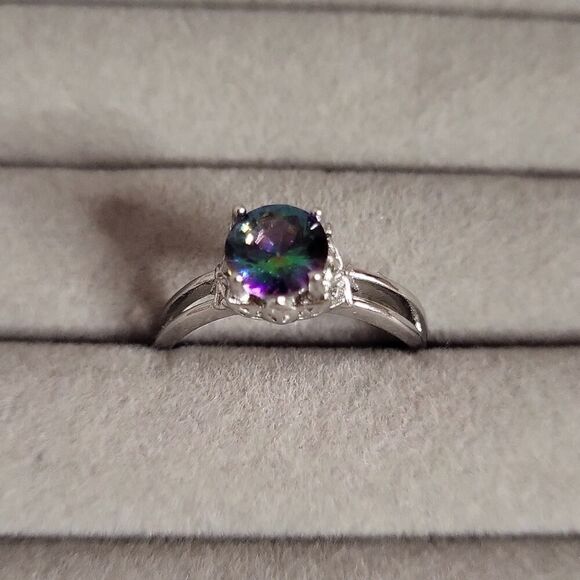 Multi Colors Zirconia Gemstone Ring Size 8 - Picture 12 of 16